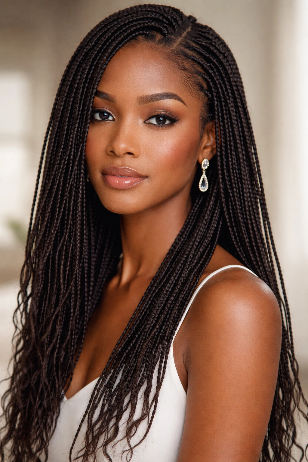 Close-up of thin delicate Marley twists with lace-like texture.