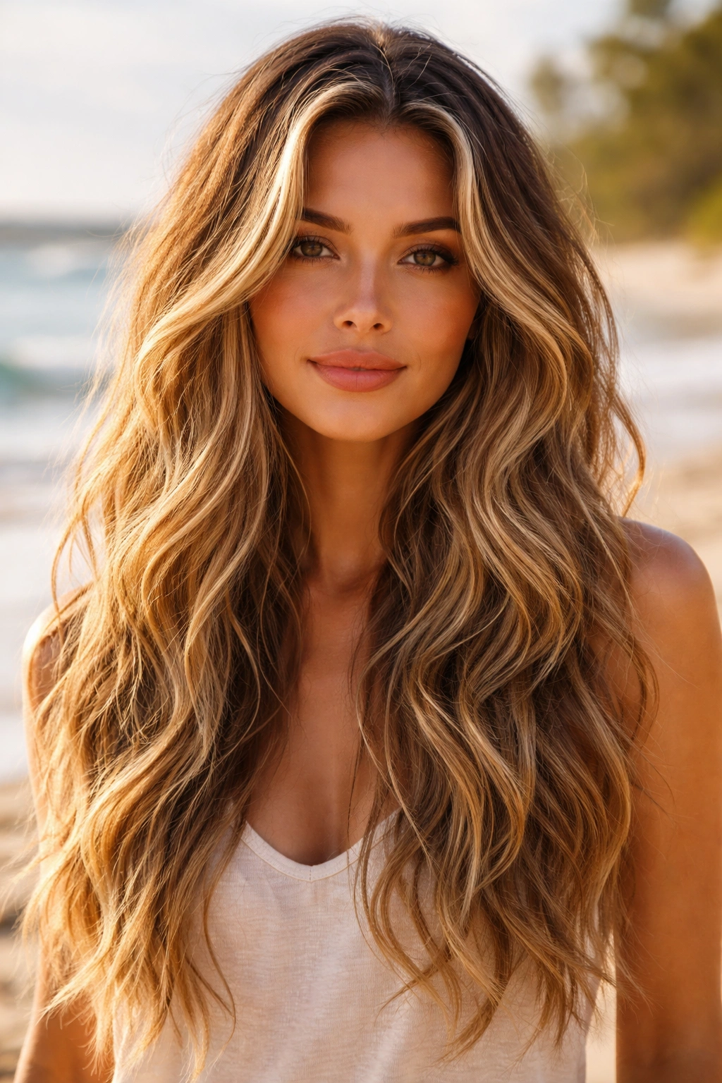 Matte waves with dimensional highlights on beach hair