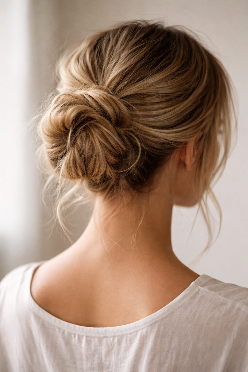 Back view of a bun base with texture and volume ready for formation.