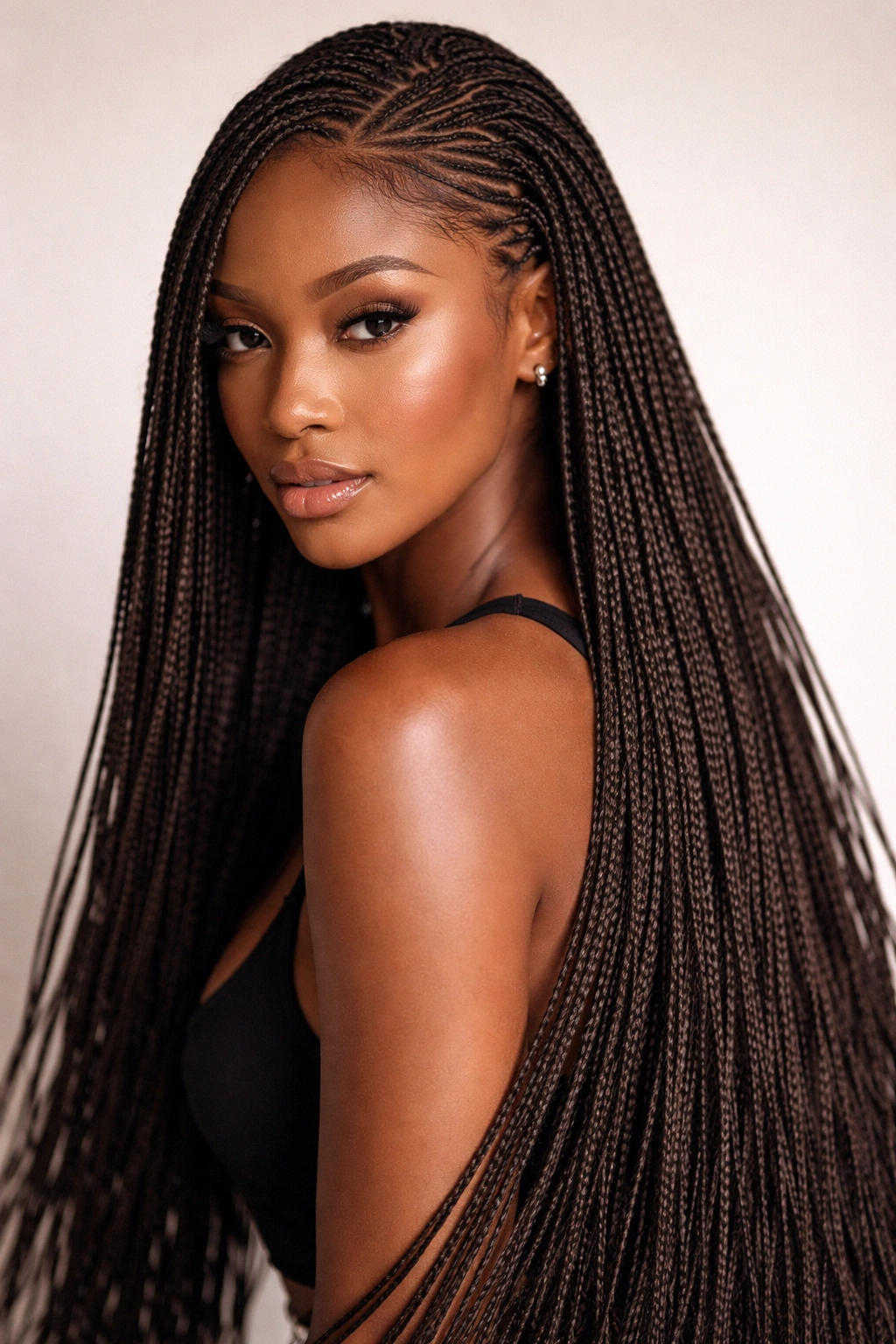 Close-up of micro braids showing intricate detail
