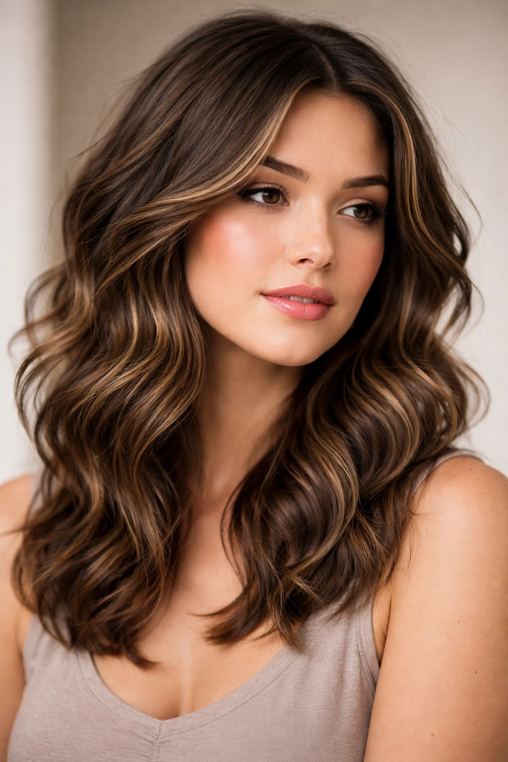 Mid-length textured layers with deep, pronounced waves.