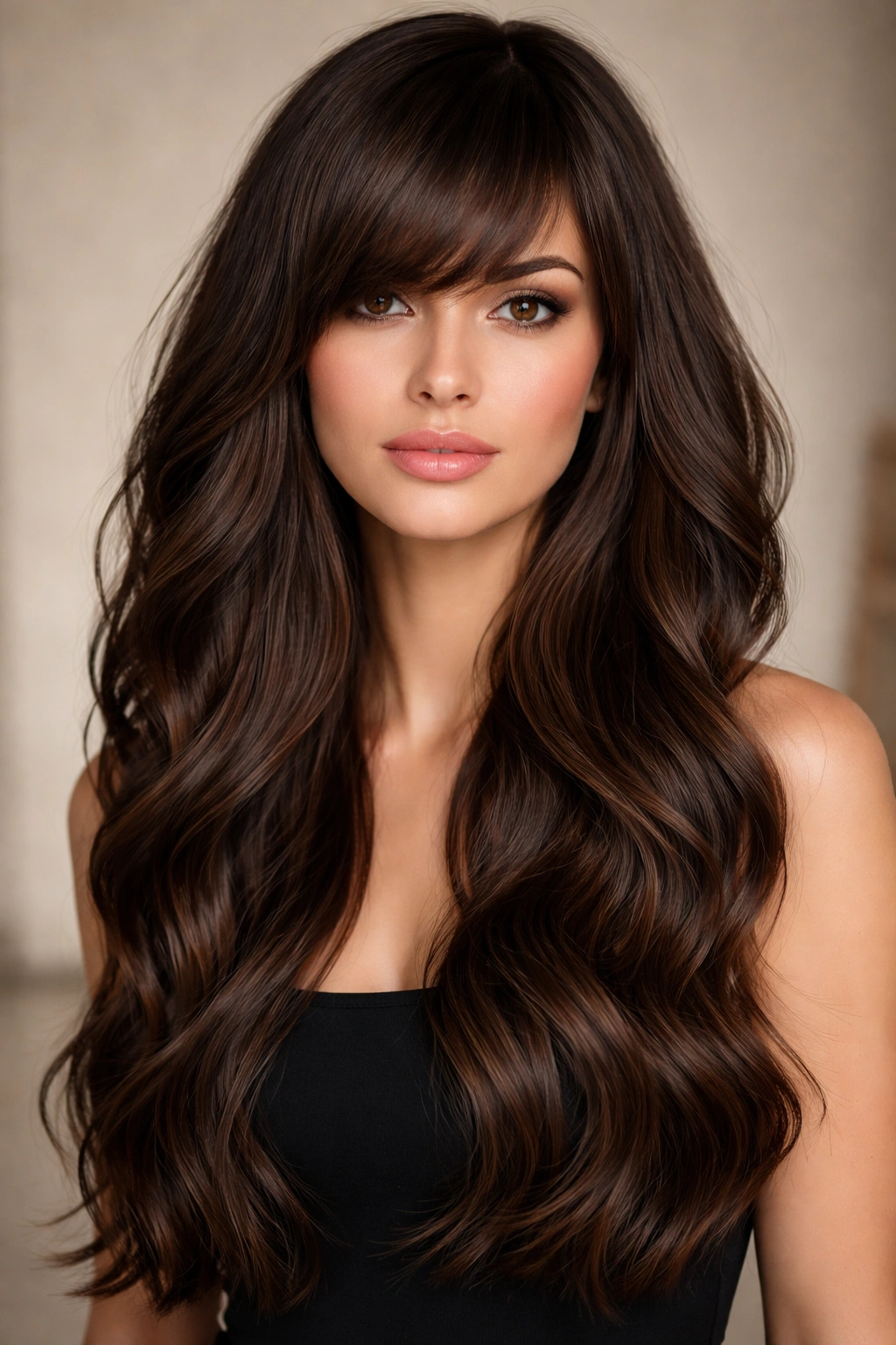 Crisp modern waves with blunt side bangs creating a bold frame.