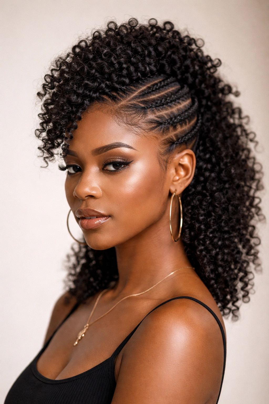 Mohawk-style flat twists along the center with open sides