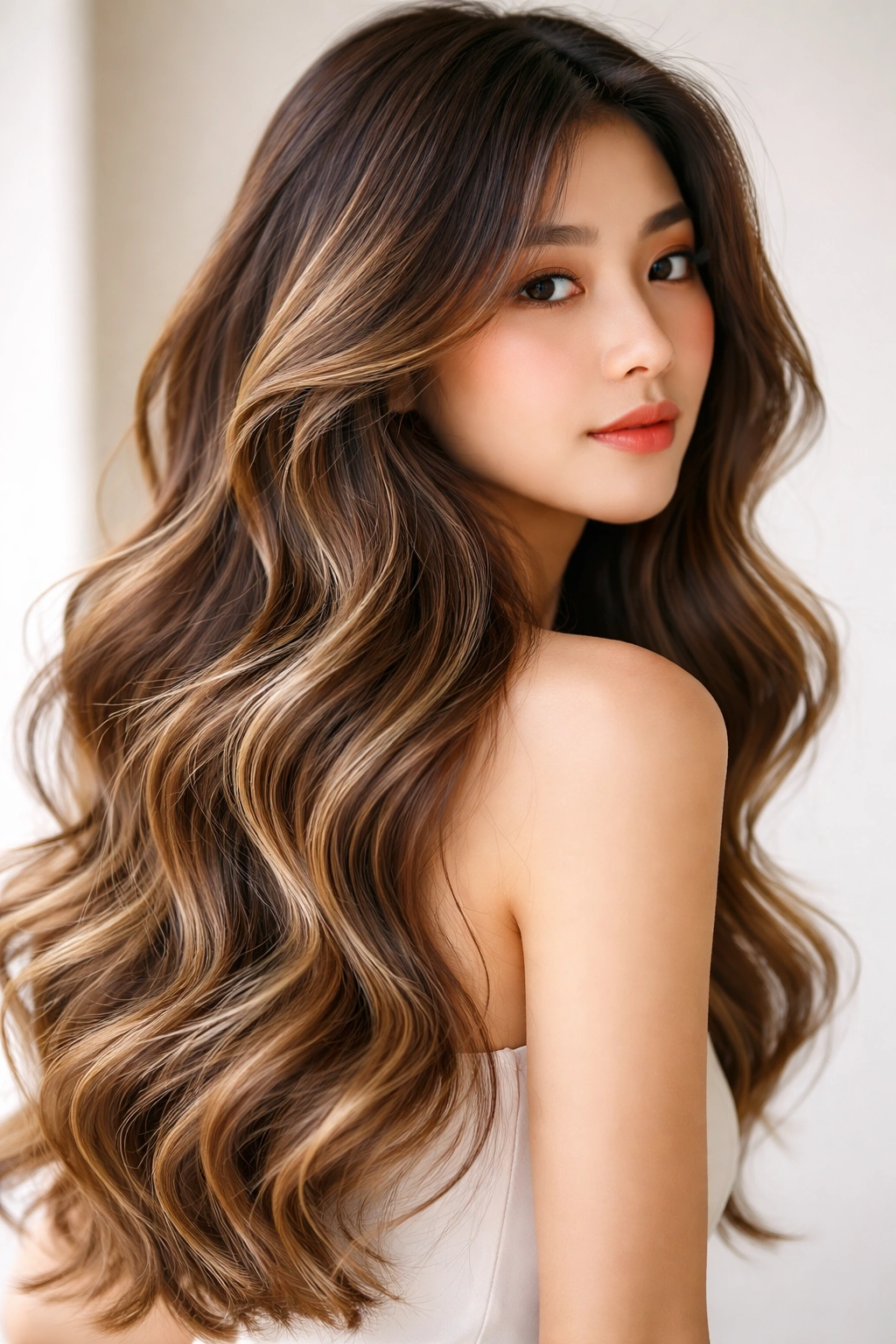 Hair with multi-tonal color dimension and defined waves