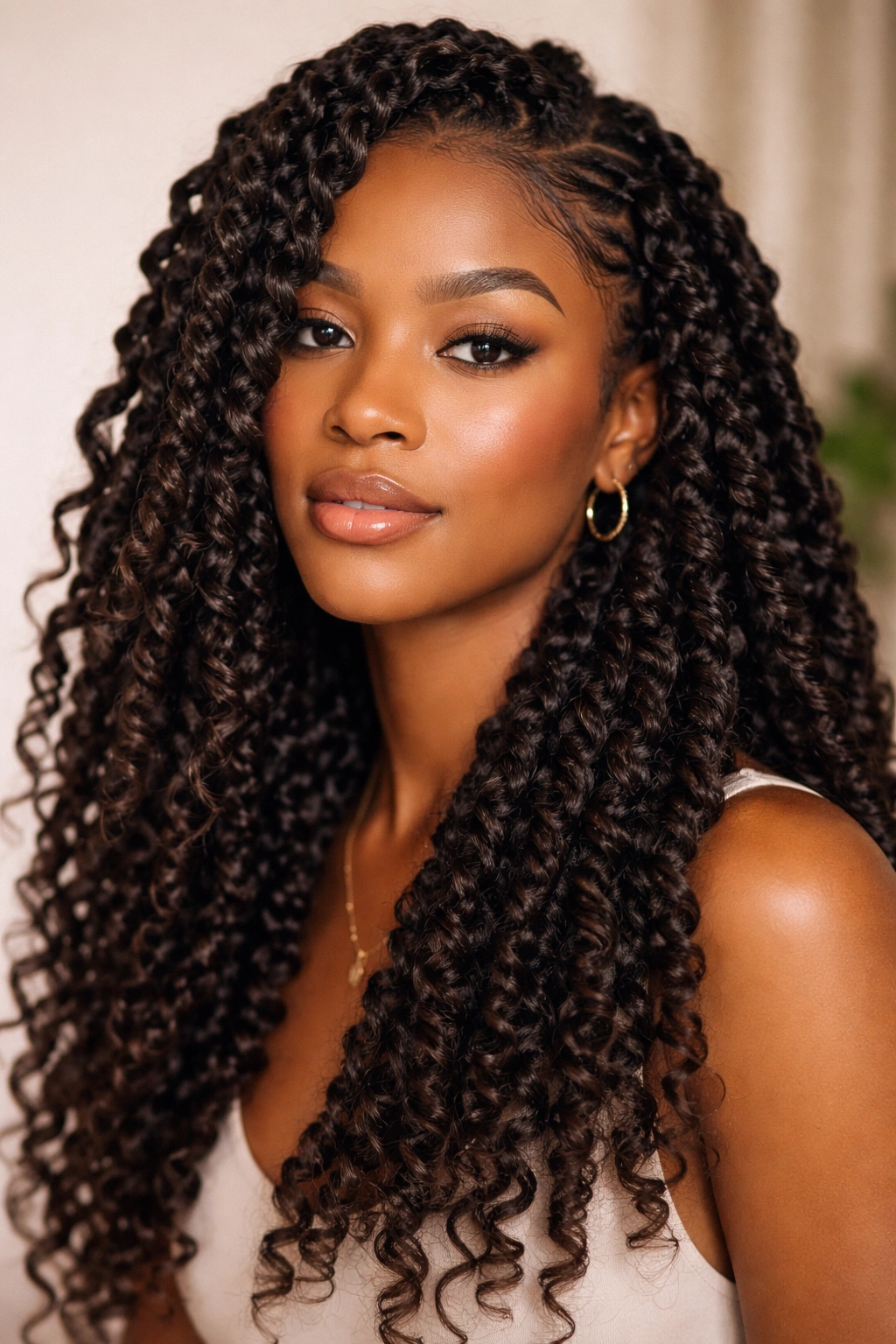 Close-up of chunky passion twists with jumbo hair on 4c hair.