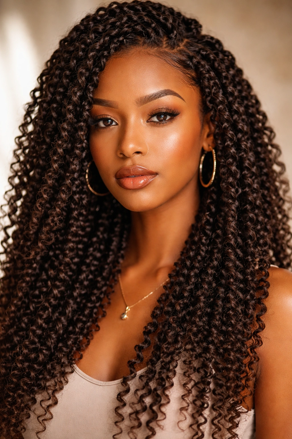 Close-up of passion twists with curly texture in studio