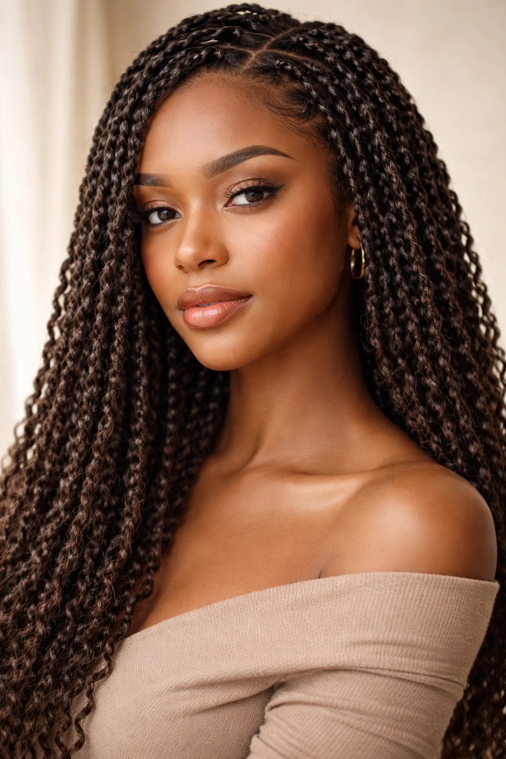 Passion twists with fine crochet extensions close-up