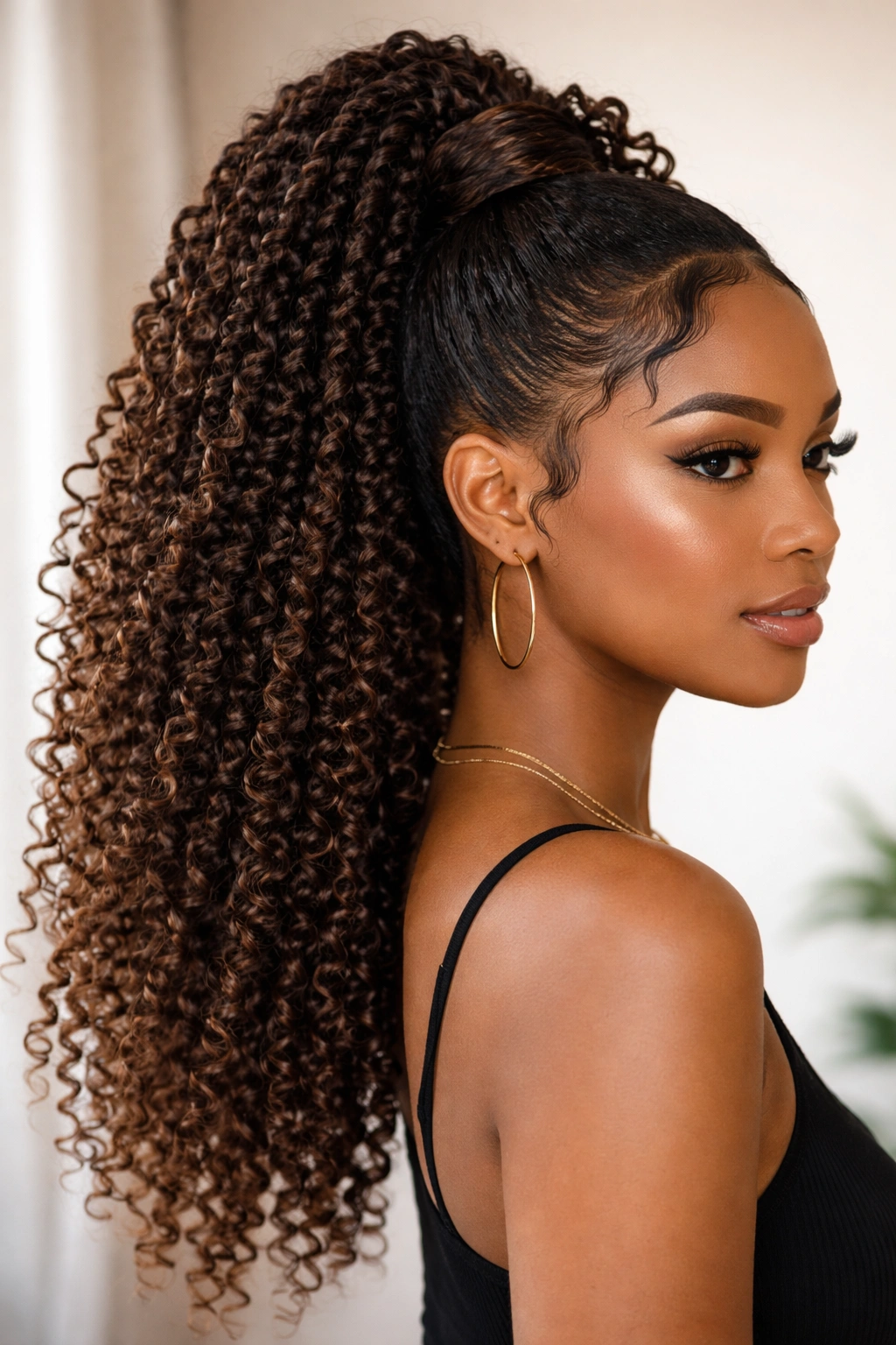 Ponytail composed of passion twists with soft texture