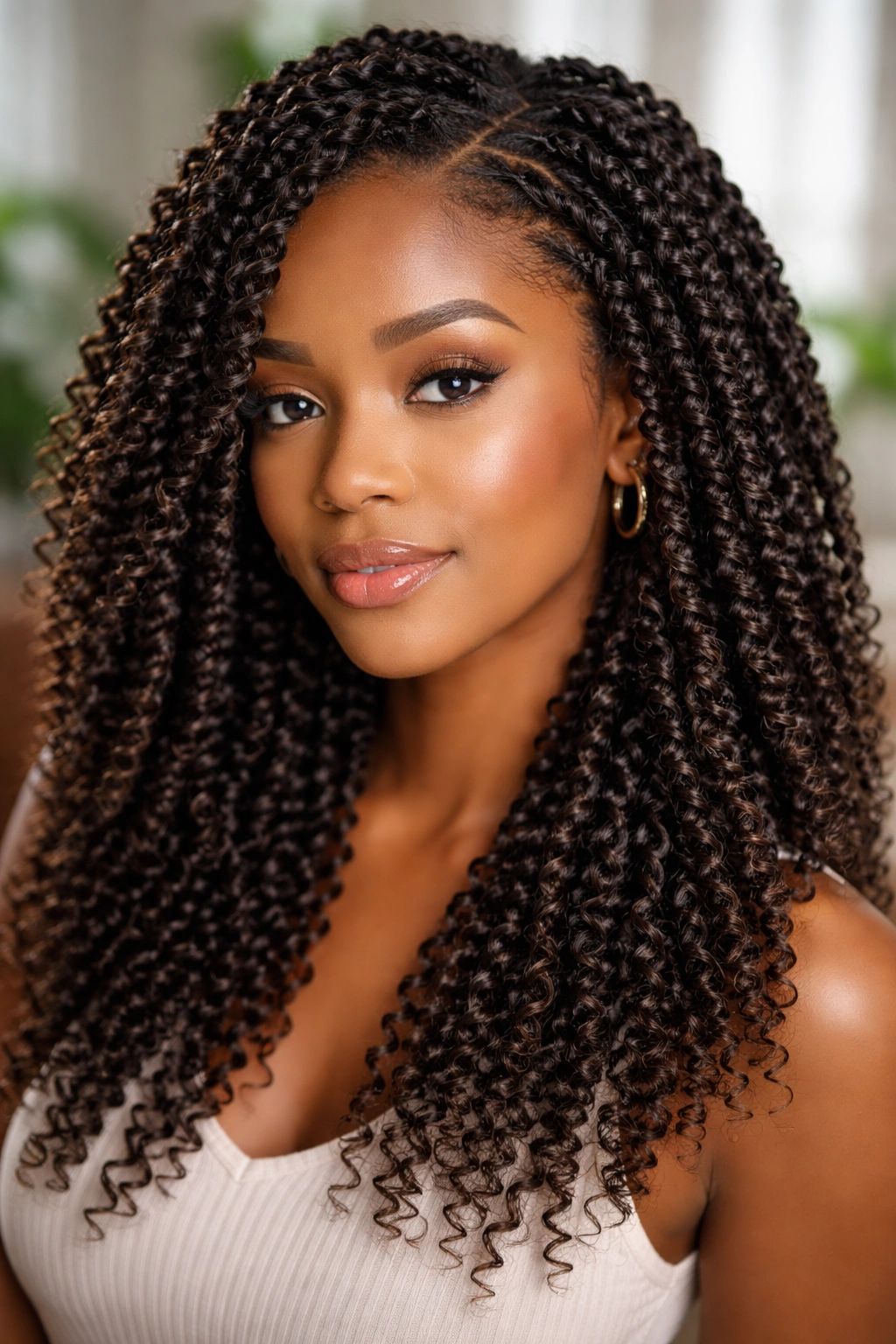Close-up of passion twists with spiral texture and light bounce
