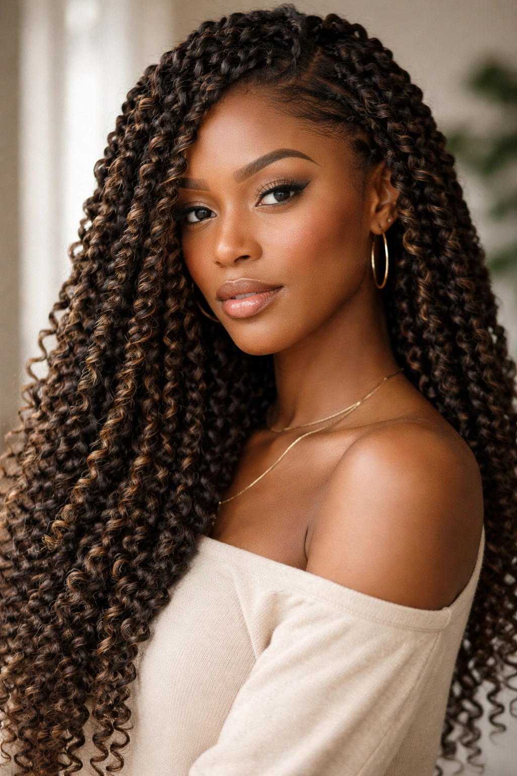 Close-up of passion twists with fluffy, dimensional texture