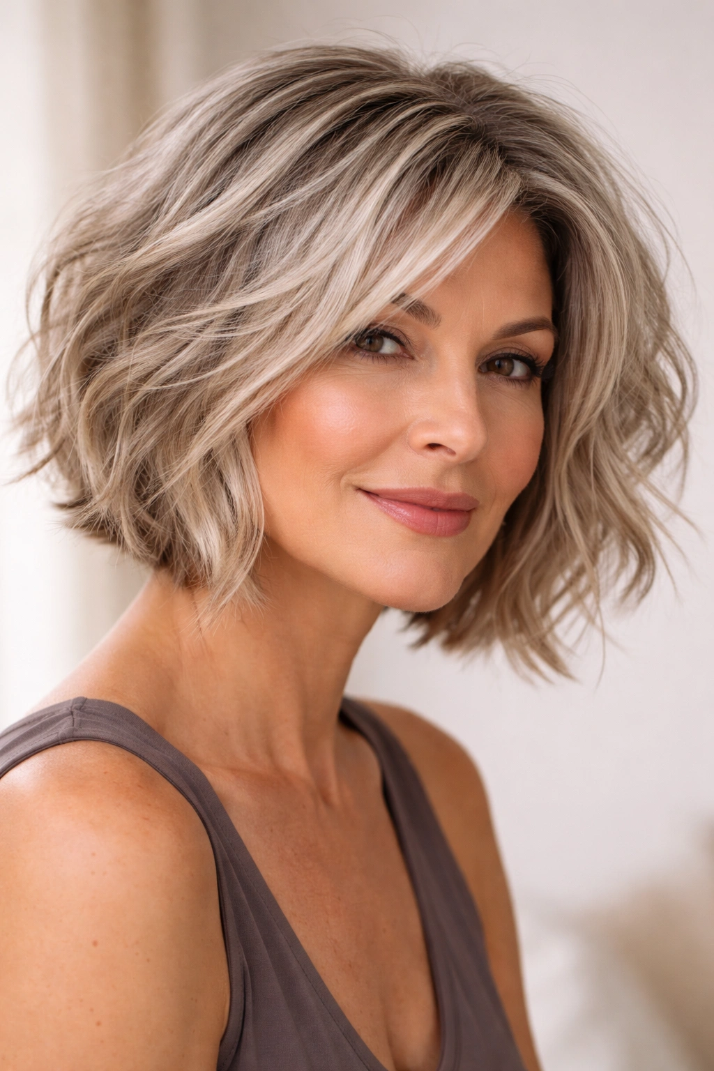 Piece-y textured bob with visible individual hair pieces