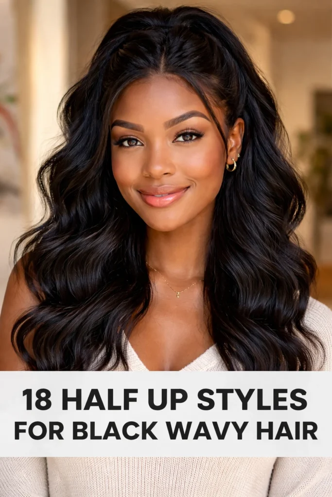 18 Half Up Styles for Black Wavy Hair