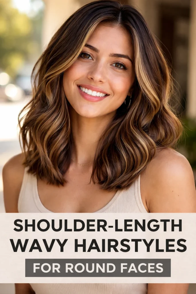 14 Shoulder Length Wavy Hairstyles for Round Faces