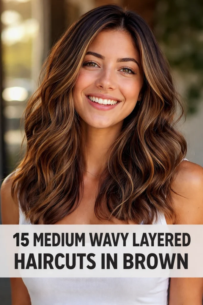 15 Medium Wavy Layered Haircuts in Brown