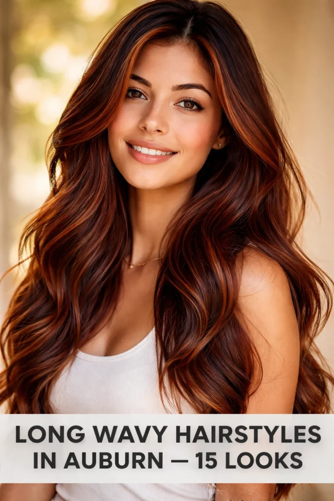 15 Long Wavy Hairstyles in Auburn