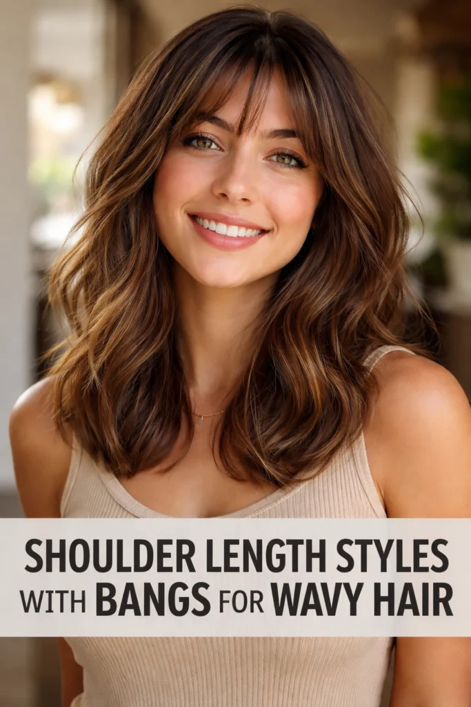 12 Shoulder Length Styles With Bangs for Wavy Hair