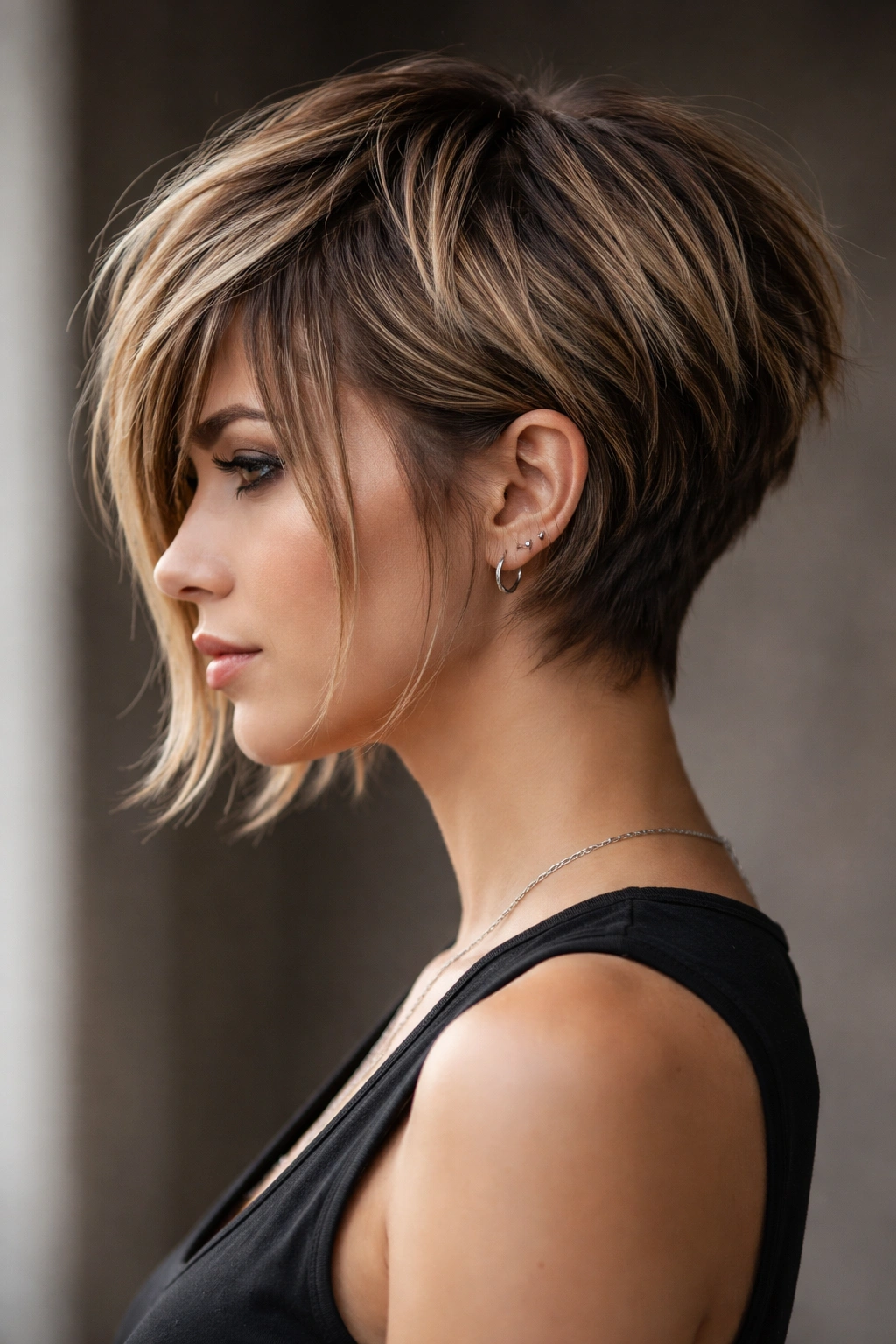 Choppy pixie-to-bob transition with long front pieces