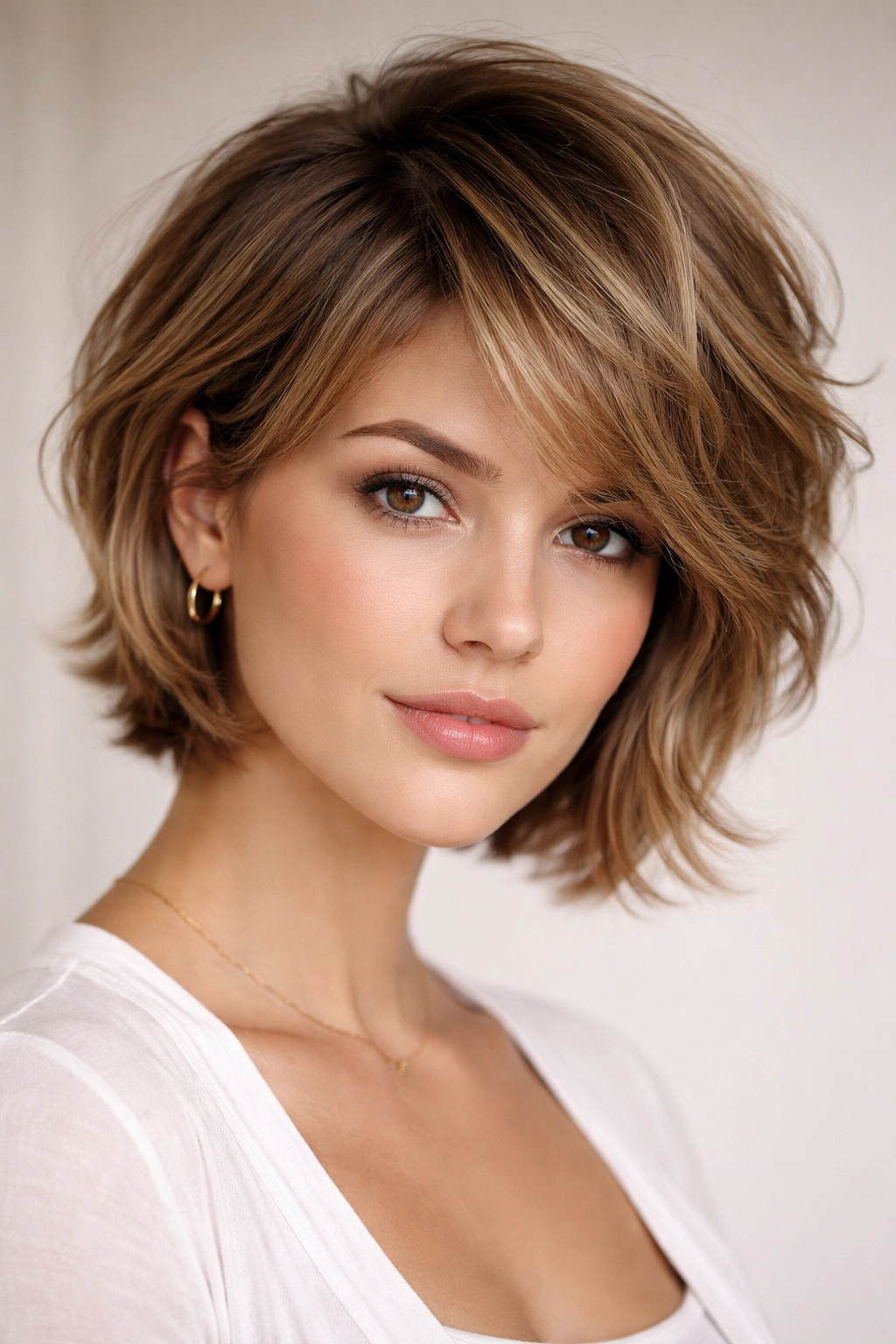 Face-framing pixie-to-bob hybrid with crown height and waves.