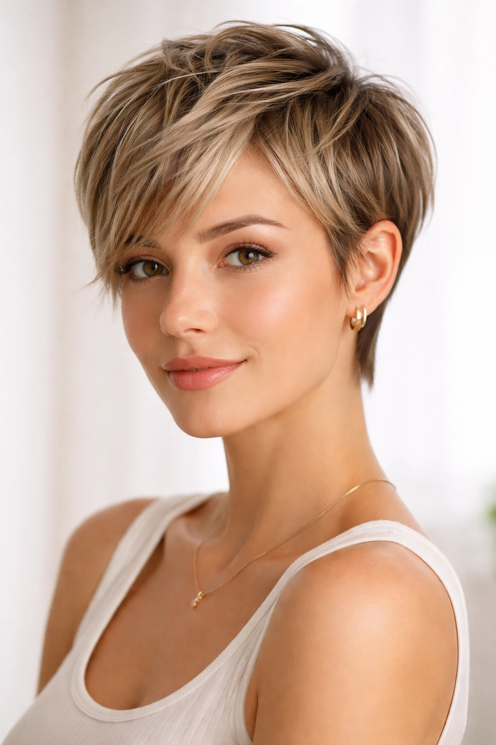 Pixie-lob hybrid with ultra-short crown and longer back
