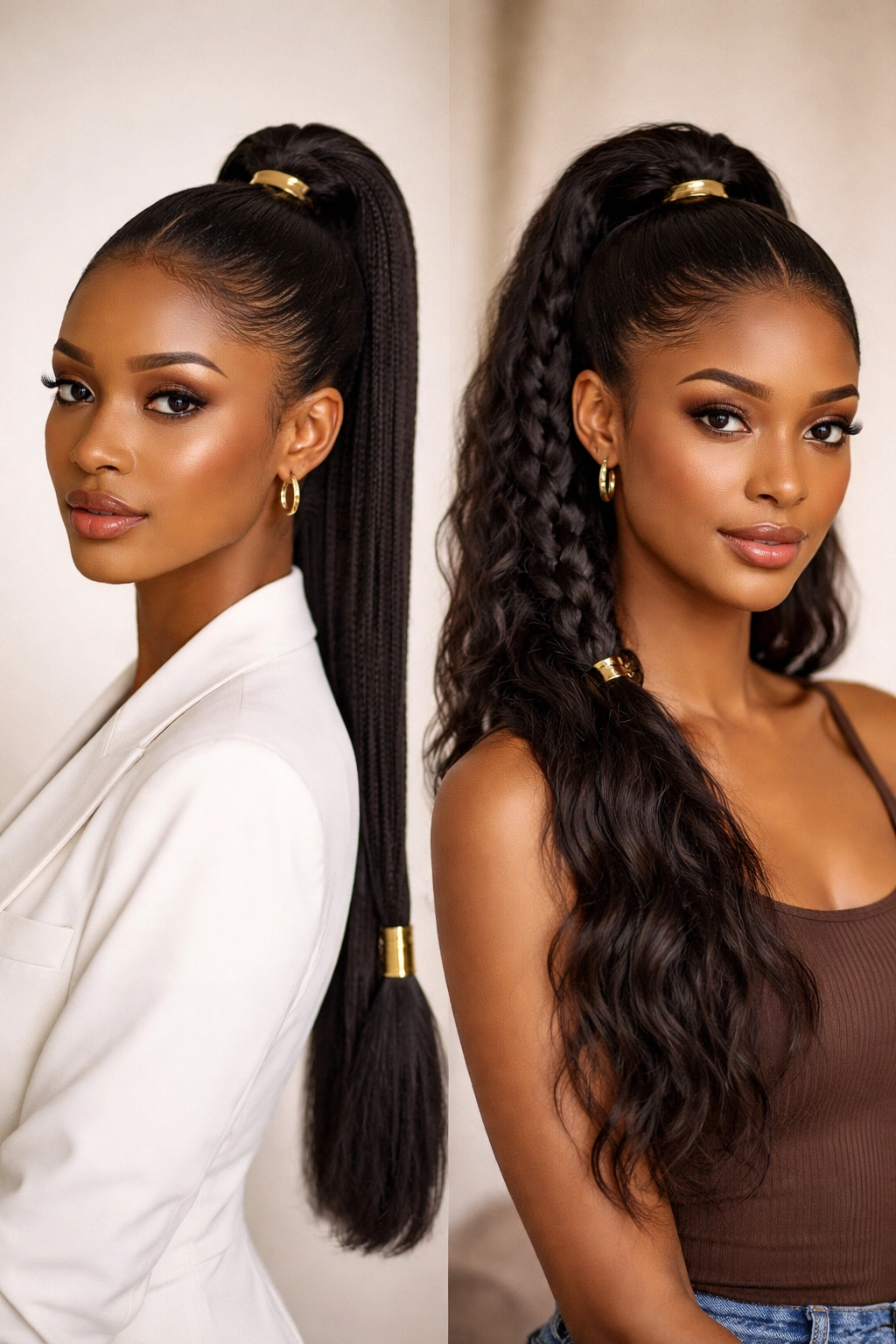 Long Afro-textured Pondo hair styled for formal and casual looks