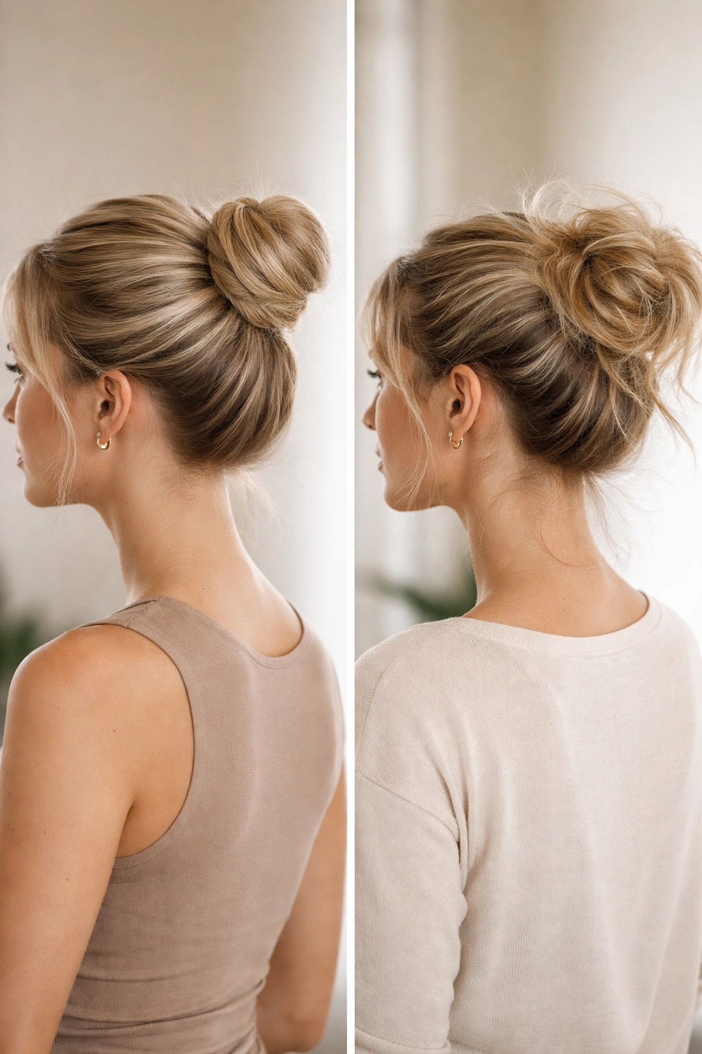 Two buns side by side showing refreshed and redone state