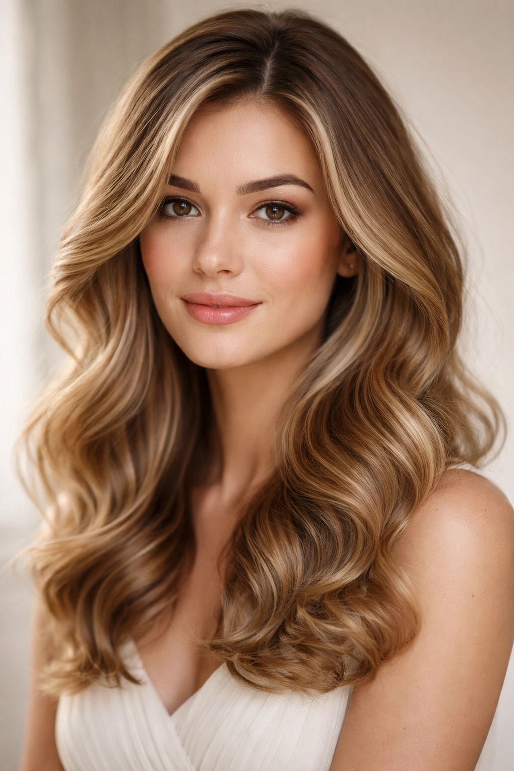 Portrait showing loose romantic waves with soft volume
