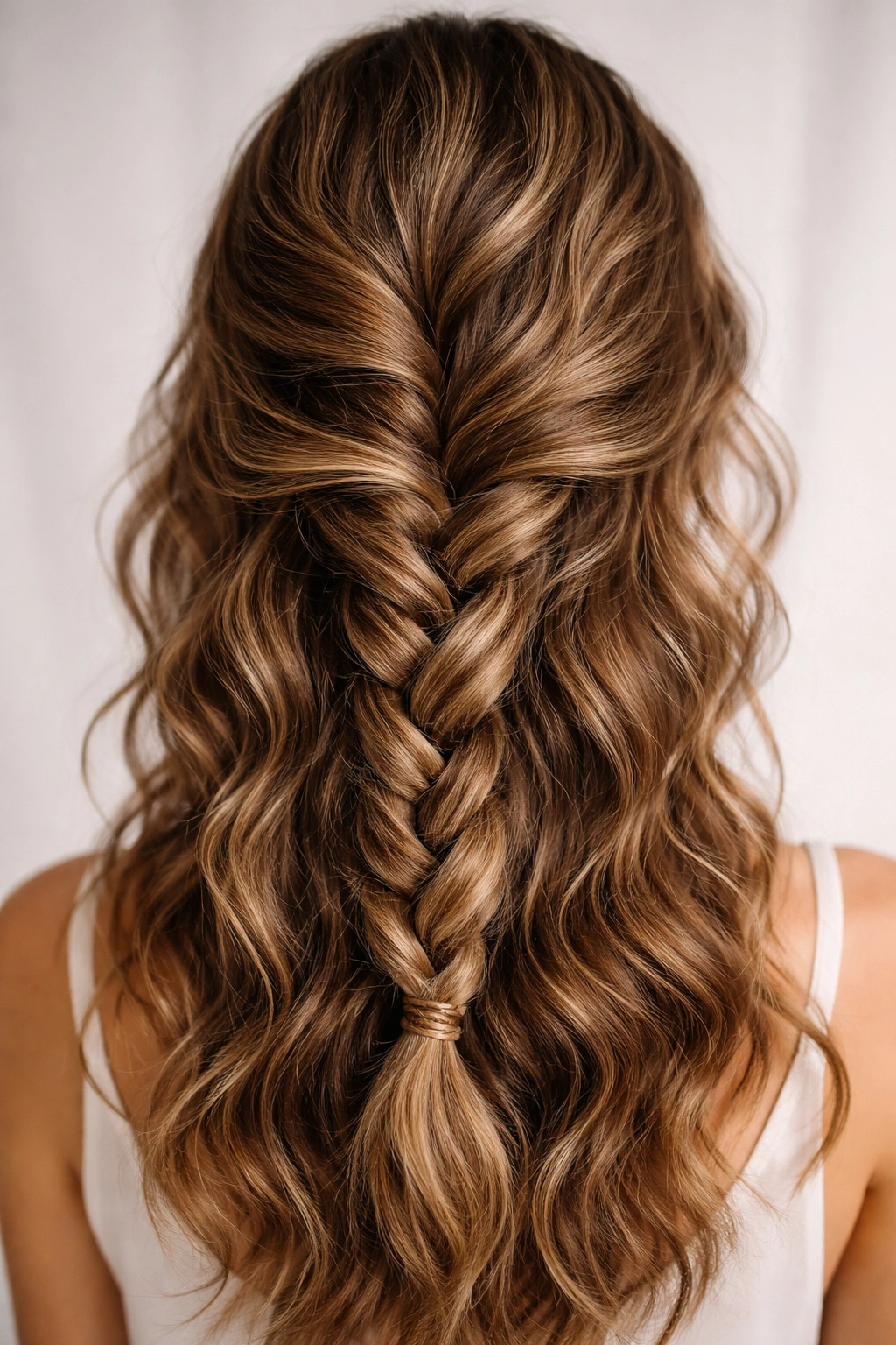 Rope braid made from two twisted sections with wavy hair
