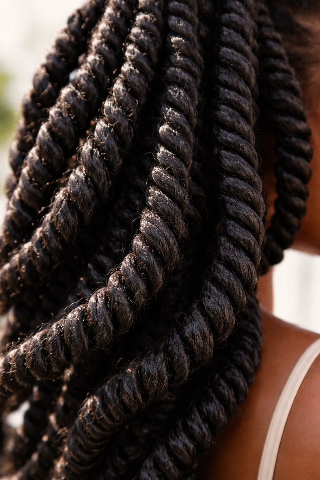 Close-up of rope twists showing rope-like texture and dimension