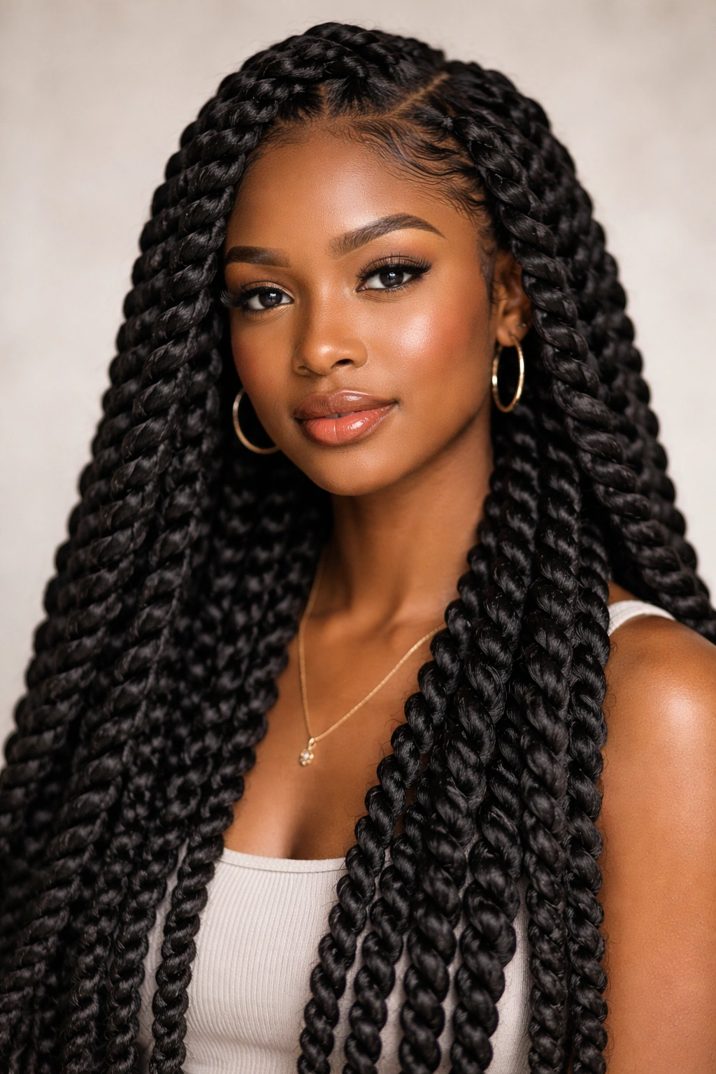 Rope twists close-up showing thick rope-like hair formed by fiber