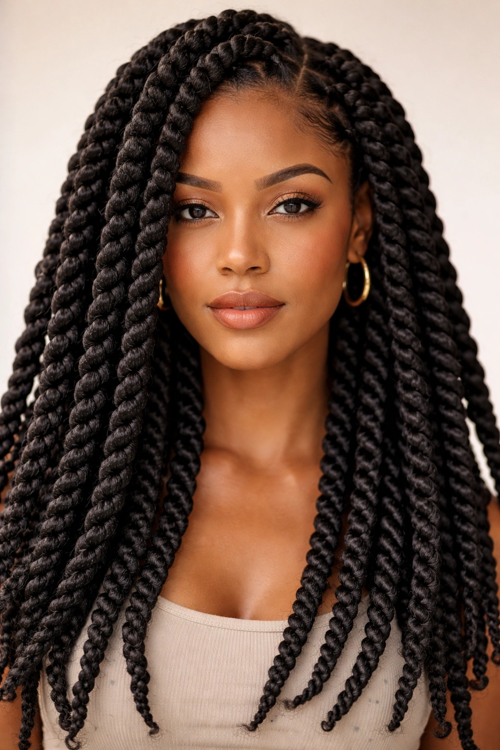 Close-up of two-strand rope twists forming bold spirals