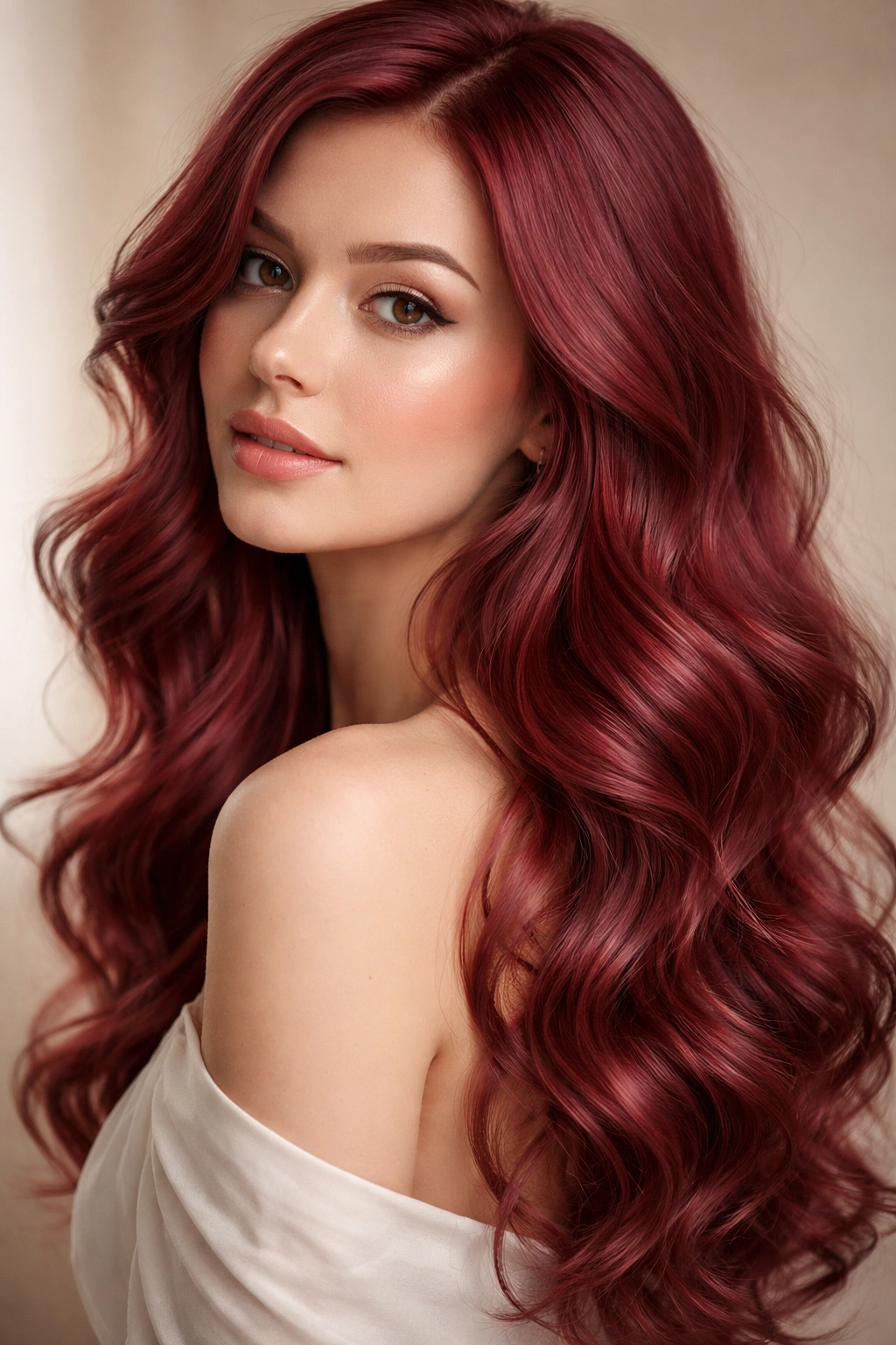 Soft rose red waves with a dreamy, romantic look
