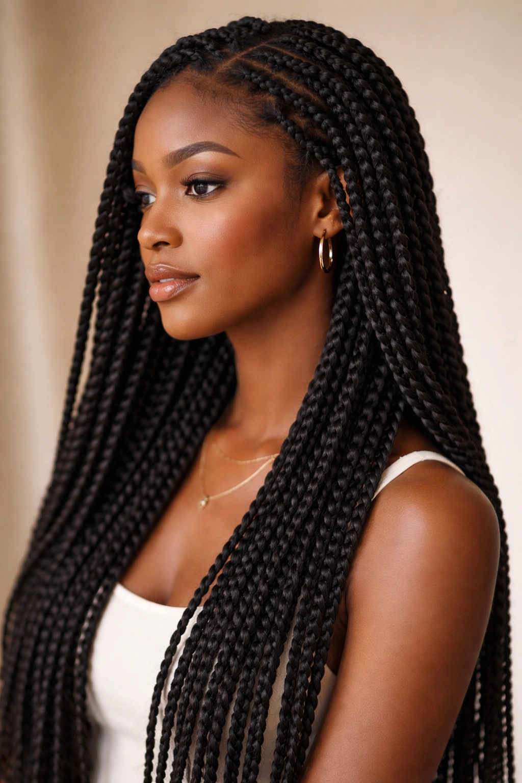 Close-up of Senegalese twists with rope-like texture