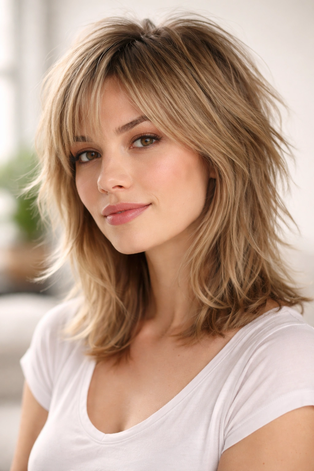 Shag cut on fine hair showing short top layers and longer underneath for volume