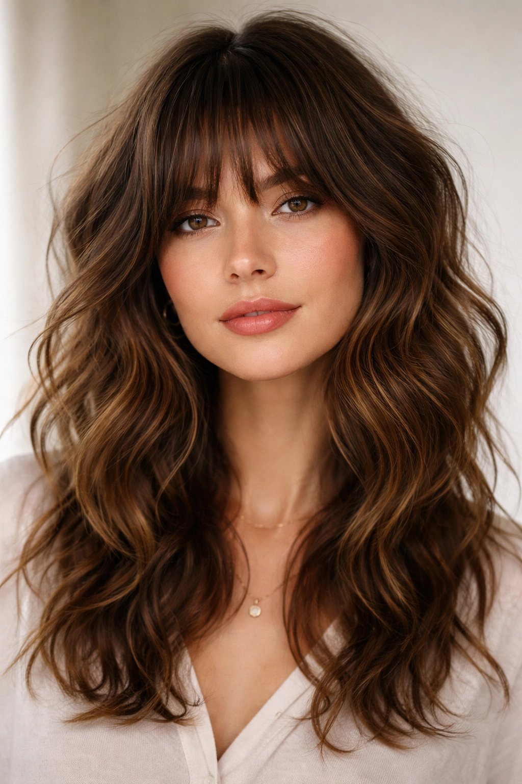 Wavy shag with long fringe showing movement and texture