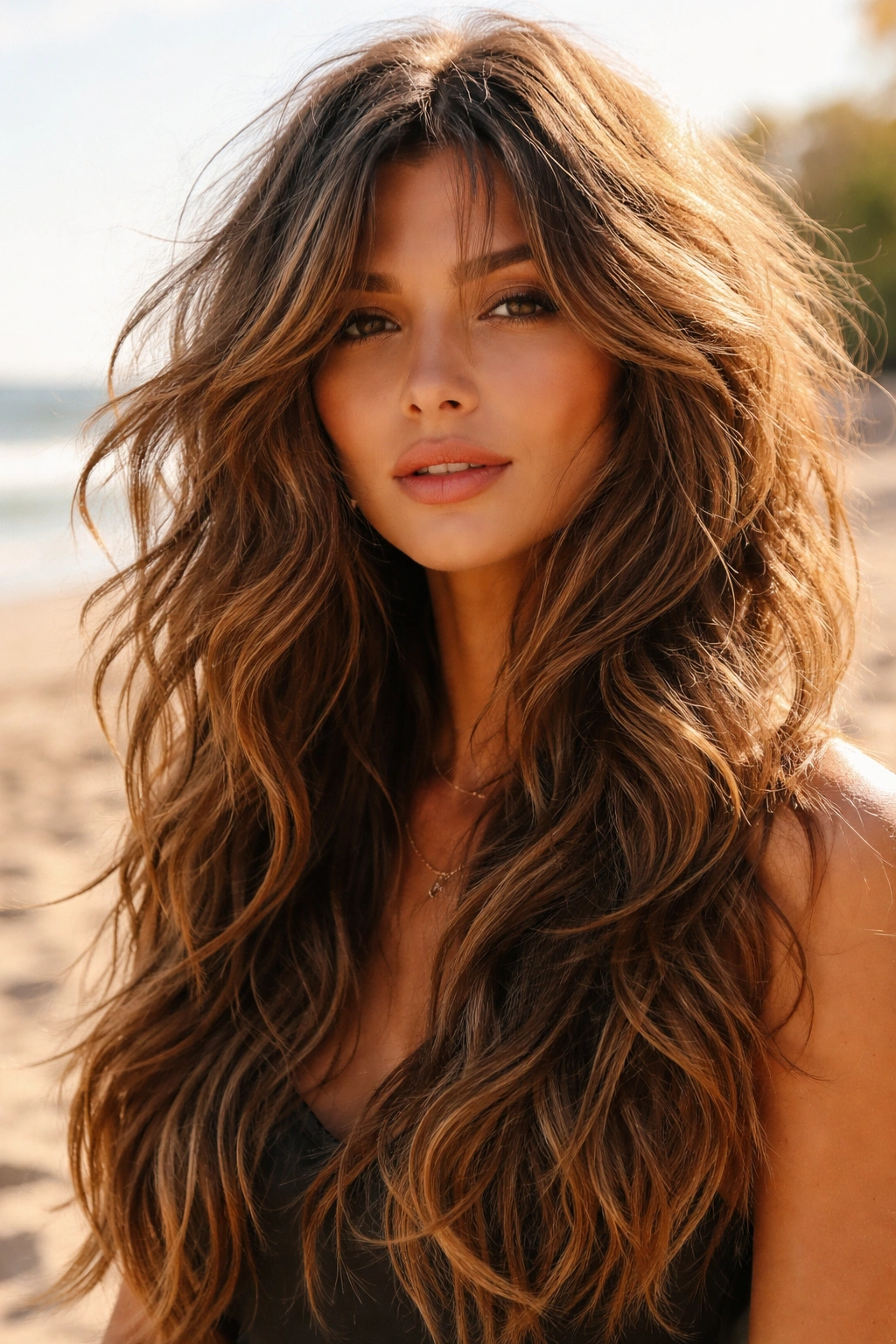 Shaggy butterfly waves hairstyle with choppy texture and long natural waves