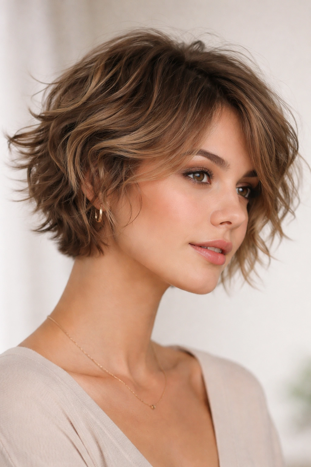 Ear-length textured waves hairstyle with multiple wave points