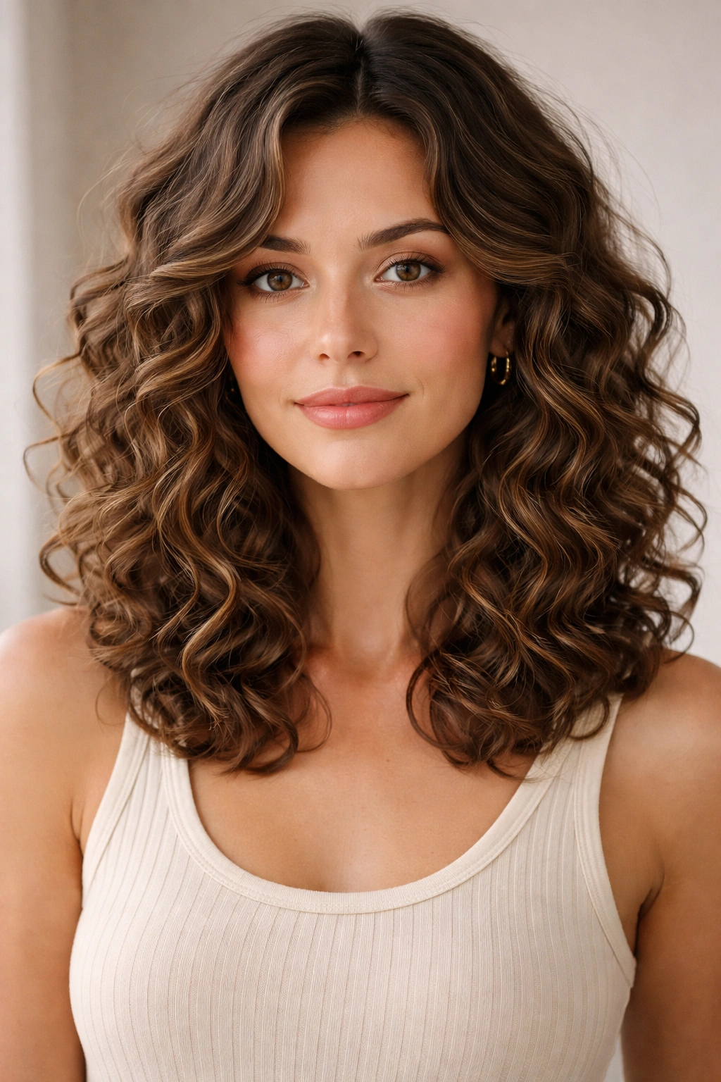 Shoulder-length layered 2c curls with defined spirals