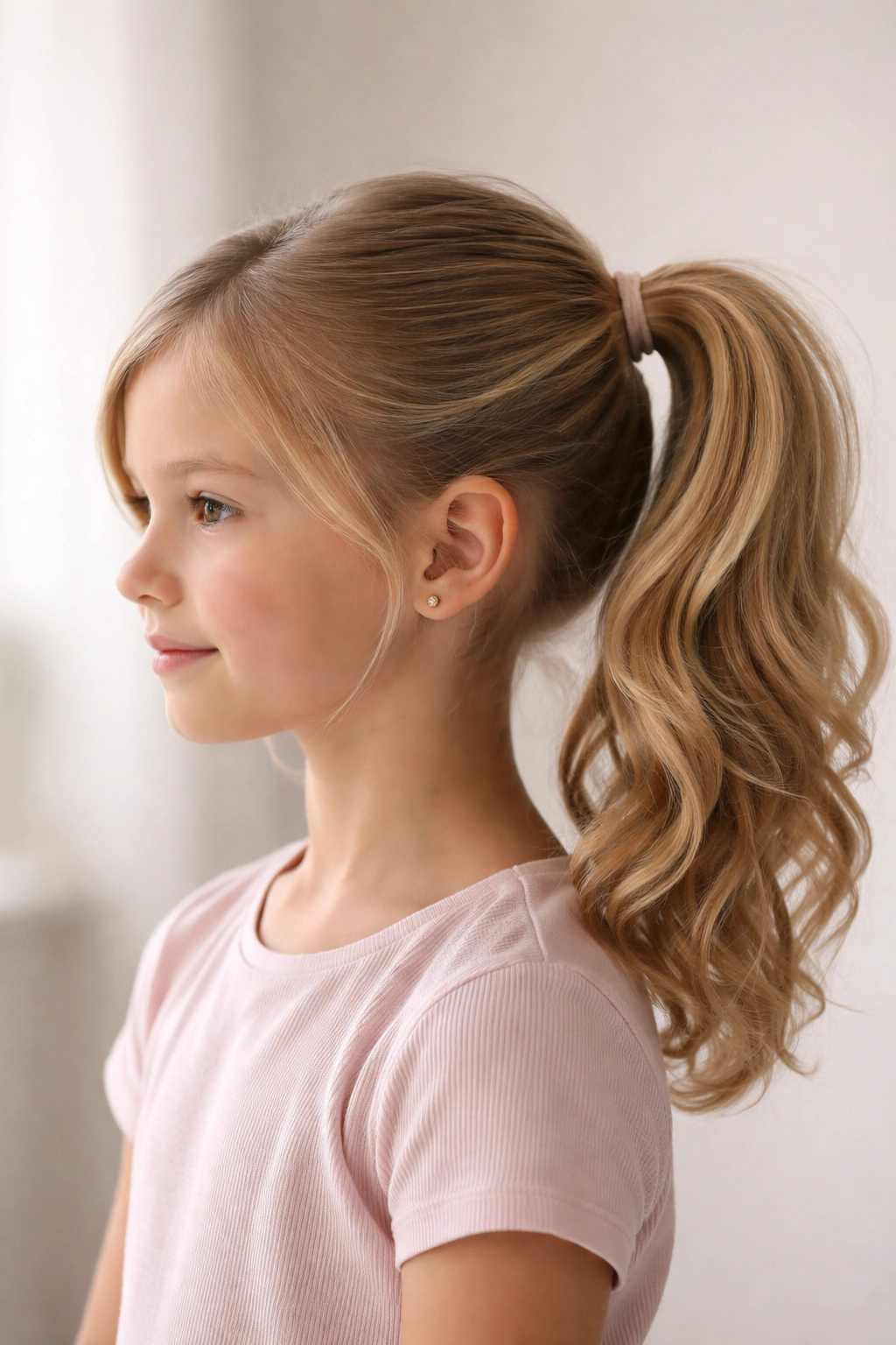 Side profile of a head with a side-offset ponytail
