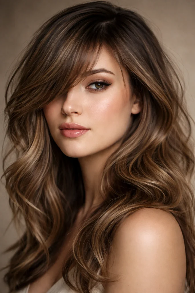 15 Wavy Styles With Bangs for Round Faces