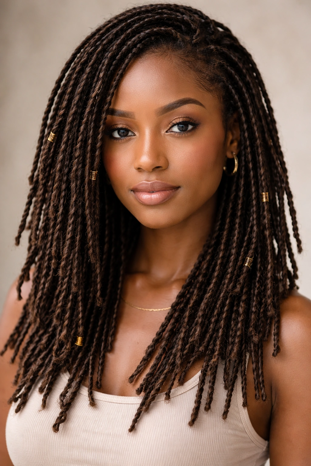 Close-up of small locs showing tight protective texture