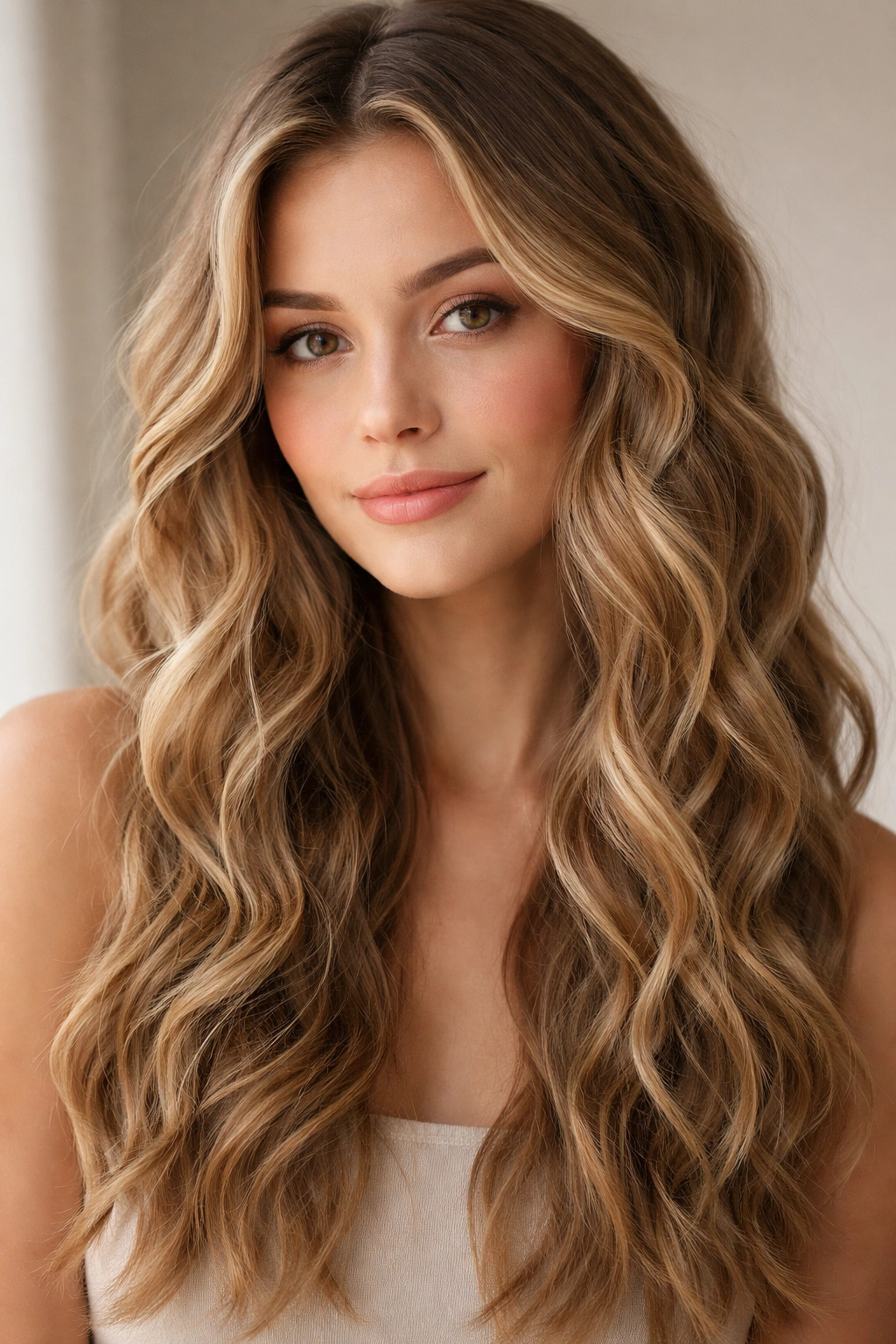 Hair with textured waves from sock curls, no tools visible