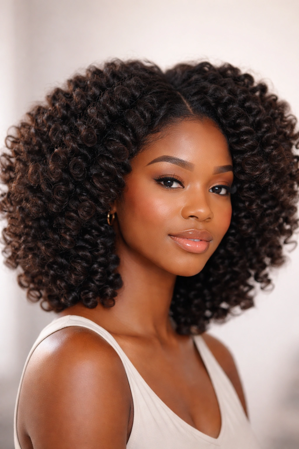 Soft blended twist out with cohesive, rounded curls.