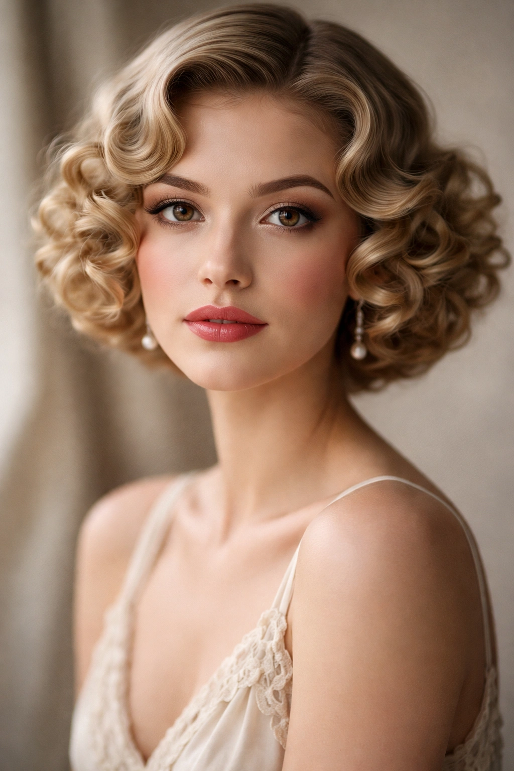 Close-up portrait of soft ringlets framing the face