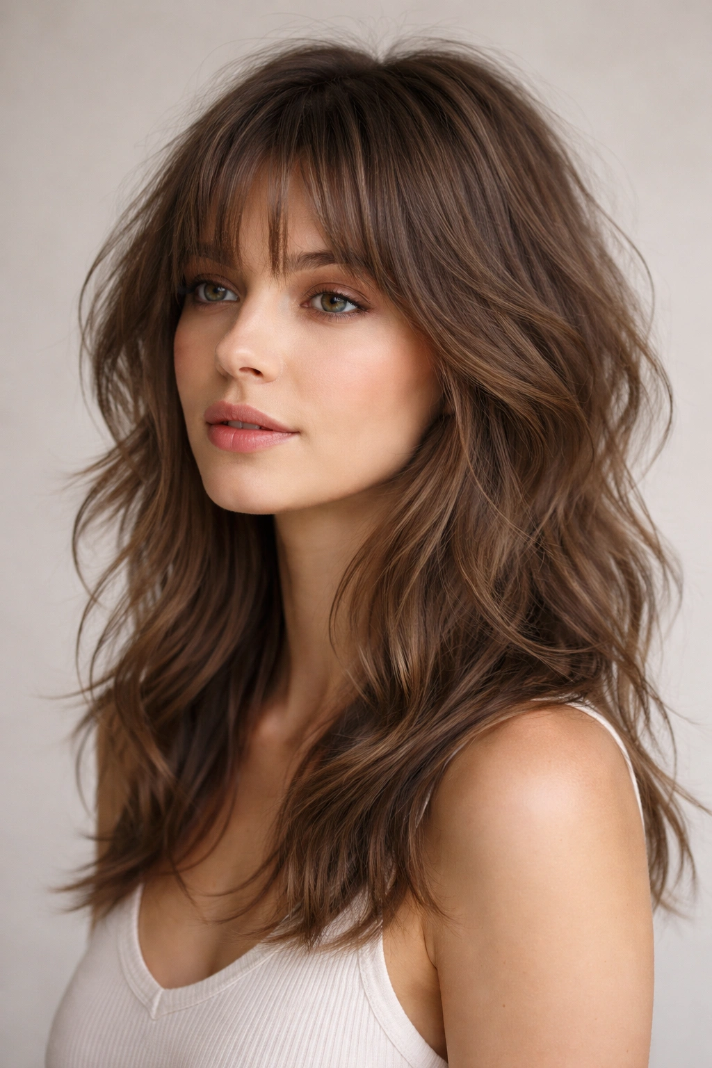Shoulder-length soft wolf cut with longer ends and gentle waves