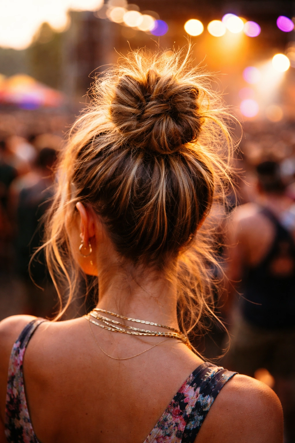 Spiky top knot with backcombed crown and uneven peaks