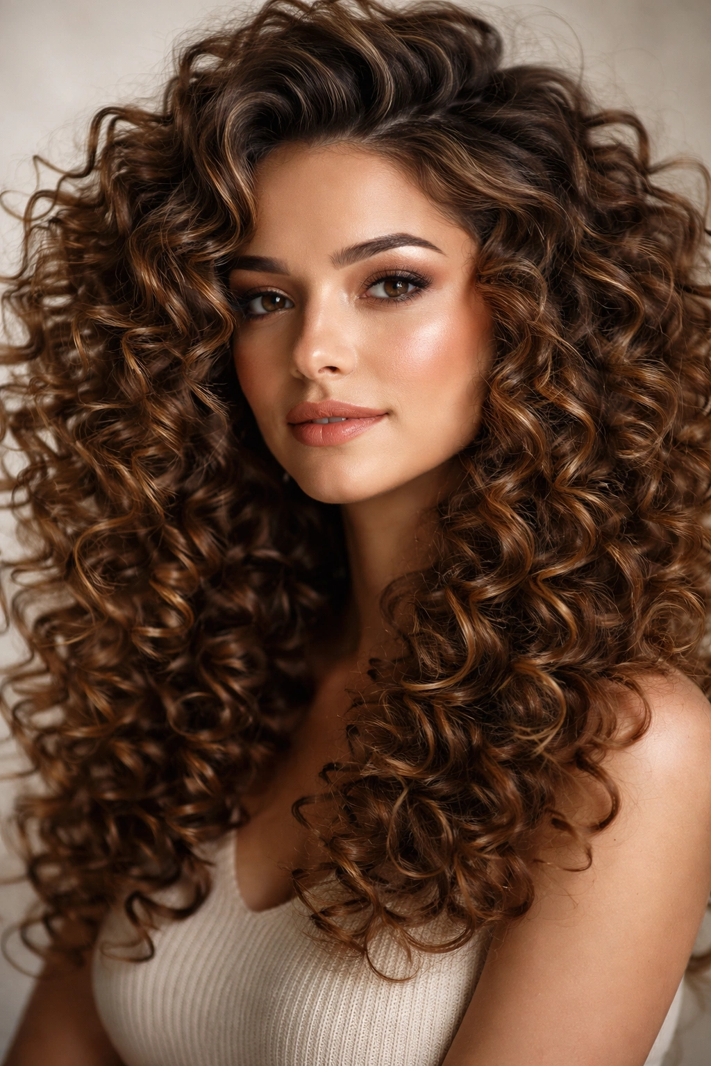 Close-up of tight spiral curls with distinct ringlets and strong volume.