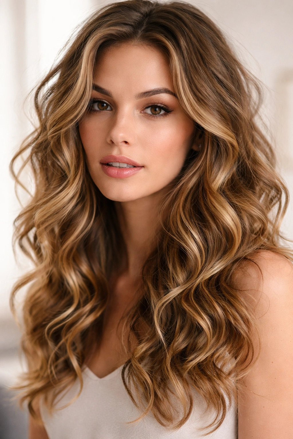 Defined spiral curls loosened into loose waves