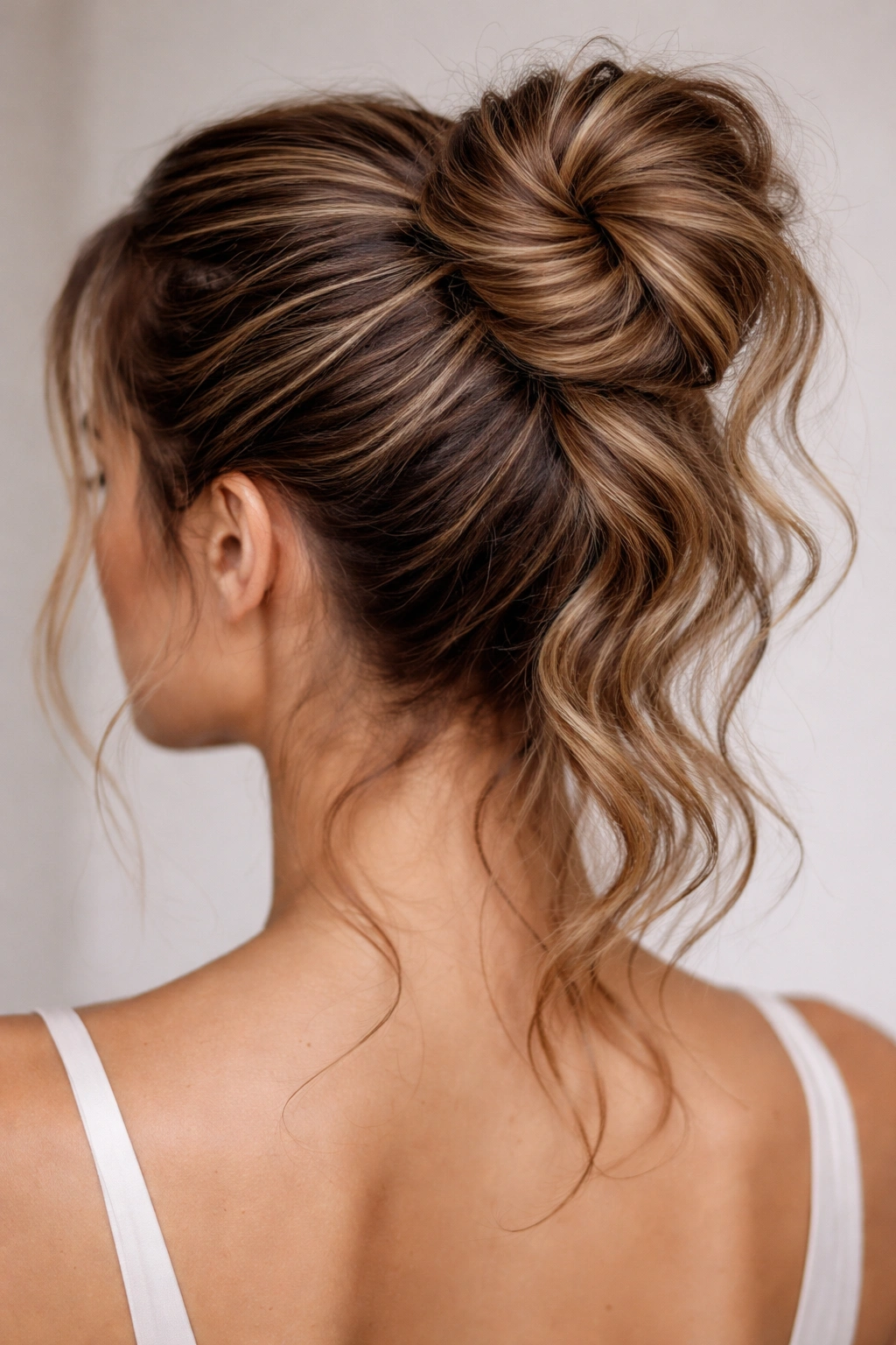 Spiral-wrapped bun showing a continuous twist and wave texture.