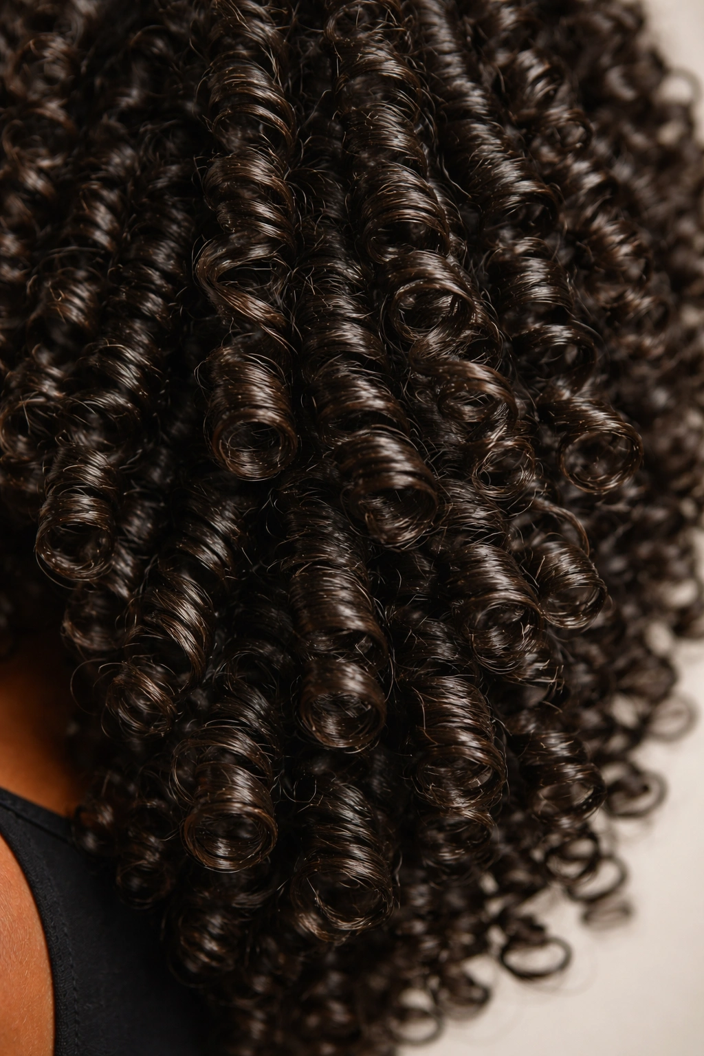 Macro close-up of spring curls with tight coils and bounce