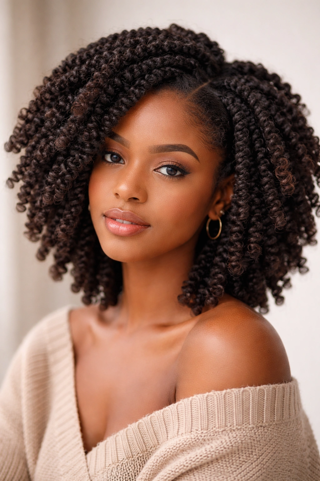 Head with voluminous spring twists from pre-twisted extensions